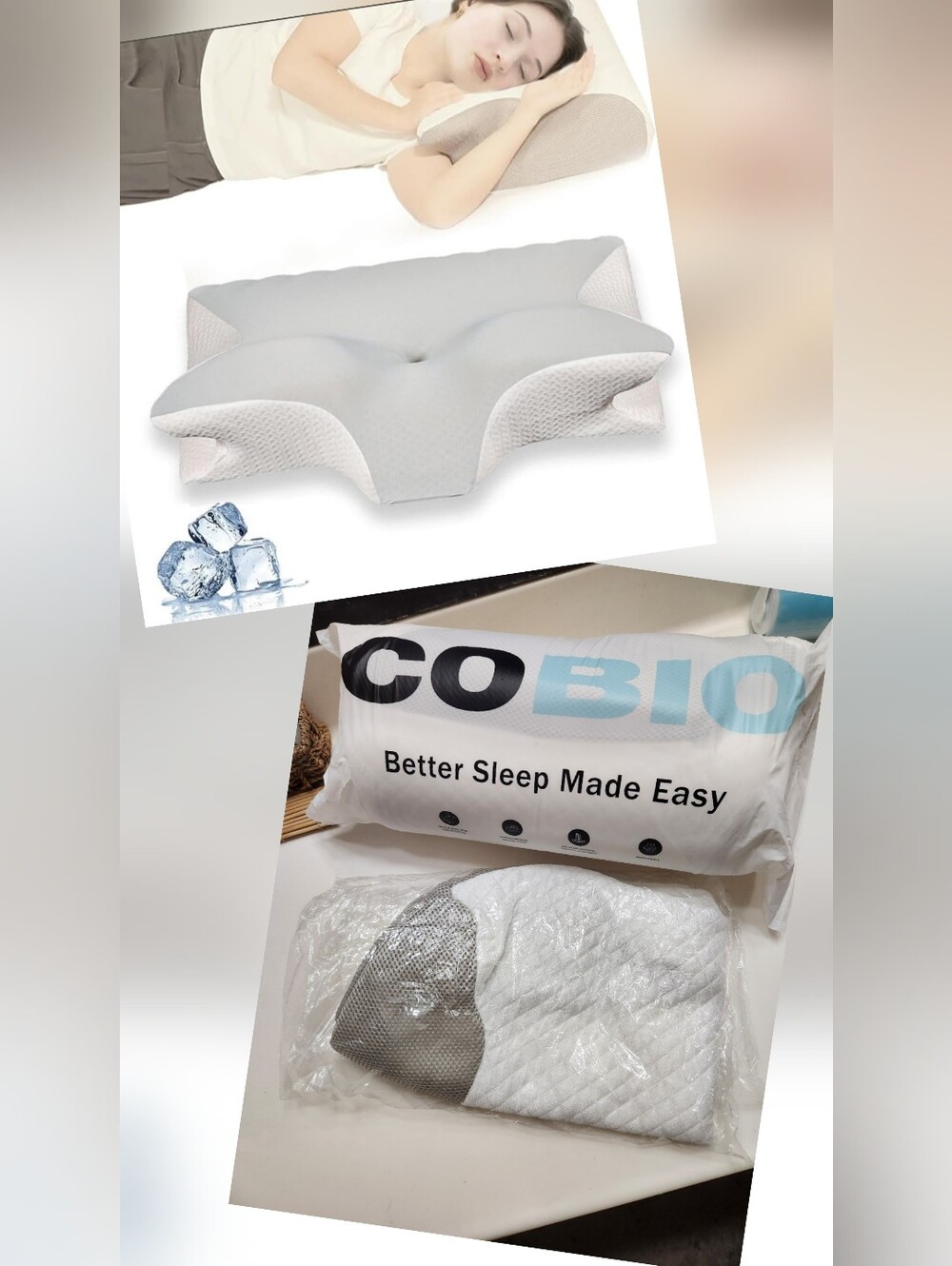 CoBio Contour Relief Pillow with its matching premium ergonomic pillowcase